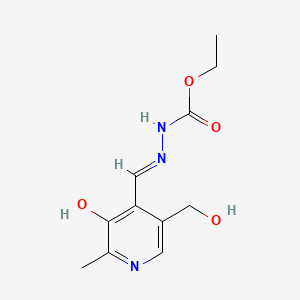 molecular formula C11H15N3O4 B14442096 Hydrazinecarboxylic acid, ((3-hydroxy-5-(hydroxymethyl)-2-methyl-4-pyridinyl)methylene)-, ethyl ester CAS No. 78886-41-6