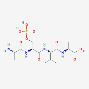 molecular formula C14H27N4O9P B14442136 L-Alanyl-O-phosphono-L-seryl-L-valyl-L-alanine CAS No. 75712-40-2