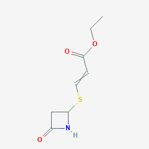 molecular formula C8H11NO3S B14442283 Ethyl 3-[(4-oxoazetidin-2-yl)sulfanyl]prop-2-enoate CAS No. 76944-45-1