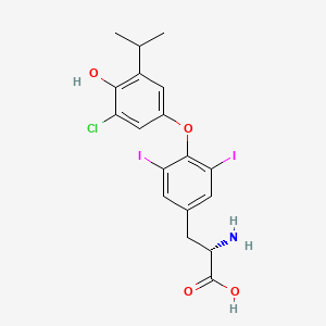 molecular formula C18H18ClI2NO4 B14442304 O-[3-Chloro-4-hydroxy-5-(propan-2-yl)phenyl]-3,5-diiodo-L-tyrosine CAS No. 75628-29-4