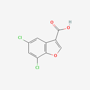 molecular formula C9H4Cl2O3 B1444235 5,7-Dichloro-1-benzofuran-3-carboxylic acid CAS No. 1487607-63-5
