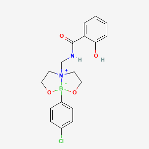 molecular formula C18H20BClN2O4 B14442377 N-[[1-(4-chlorophenyl)-2,8-dioxa-5-azonia-1-boranuidabicyclo[3.3.0]octan-5-yl]methyl]-2-hydroxybenzamide CAS No. 79484-59-6