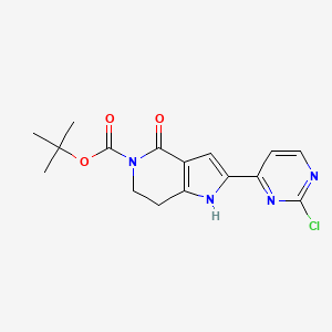 molecular formula C16H17ClN4O3 B1444241 tert-Butyl 2-(2-chloro-4-pyrimidinyl)-4-oxo-1,4,6,7-tetrahydro-5H-pyrrolo[3,2-c]pyridine-5-carboxylate CAS No. 1353500-63-6