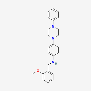 molecular formula C24H27N3O B14442445 Benzenemethanamine, 2-methoxy-N-(4-(4-phenyl-1-piperazinyl)phenyl)- CAS No. 78933-03-6