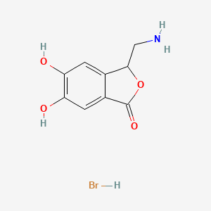 molecular formula C9H10BrNO4 B14442449 3-Aminomethyl-5,6-dihydroxyphthalide hydrobromide CAS No. 78219-03-1