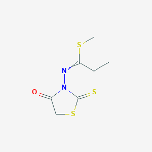 molecular formula C7H10N2OS3 B14442521 Methyl N-(4-oxo-2-sulfanylidene-1,3-thiazolidin-3-yl)propanimidothioate CAS No. 77900-10-8