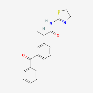 molecular formula C19H18N2O2S B14442557 2-(3-Benzoylphenyl)-N-(4,5-dihydro-2-thiazolyl)propionamide monohydrochloride CAS No. 73826-16-1