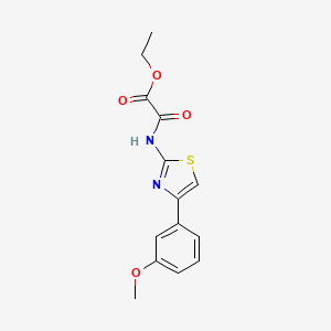 molecular formula C14H14N2O4S B14442592 Acetic acid, ((4-(3-methoxyphenyl)-2-thiazolyl)amino)oxo-, ethyl ester CAS No. 74604-51-6