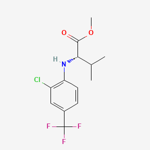 molecular formula C13H15ClF3NO2 B14442601 Valine, N-(2-chloro-4-(trifluoromethyl)phenyl)-, methyl ester CAS No. 76338-71-1