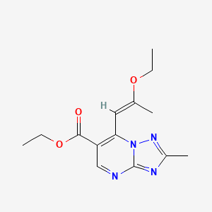 molecular formula C14H18N4O3 B1444270 ethyl 7-[(1E)-2-ethoxyprop-1-en-1-yl]-2-methyl[1,2,4]triazolo[1,5-a]pyrimidine-6-carboxylate CAS No. 1374510-88-9