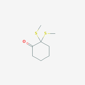 molecular formula C8H14OS2 B14442787 Cyclohexanone, 2,2-bis(methylthio)- CAS No. 77412-92-1