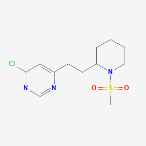molecular formula C12H18ClN3O2S B1444280 4-Chloro-6-(2-(1-(methylsulfonyl)piperidin-2-yl)ethyl)pyrimidine CAS No. 1316222-75-9