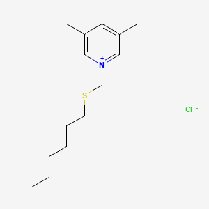 molecular formula C14H24ClNS B14442813 1-[(Hexylsulfanyl)methyl]-3,5-dimethylpyridin-1-ium chloride CAS No. 76652-35-2