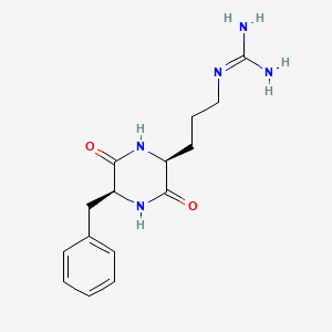 molecular formula C15H21N5O2 B14442825 N''-{3-[(2S,5S)-5-Benzyl-3,6-dioxopiperazin-2-yl]propyl}guanidine CAS No. 74838-84-9