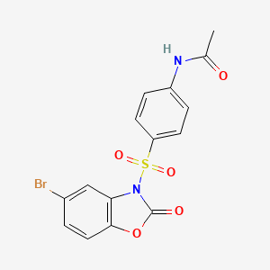 molecular formula C15H11BrN2O5S B14442924 N-{4-[(5-Bromo-2-oxo-1,3-benzoxazol-3(2H)-yl)sulfonyl]phenyl}acetamide CAS No. 77408-58-3