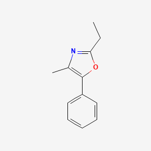 molecular formula C12H13NO B14442982 Oxazole, 2-ethyl-4-methyl-5-phenyl- CAS No. 76843-12-4