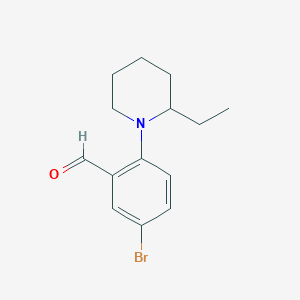 molecular formula C14H18BrNO B1444299 5-溴-2-(2-乙基哌啶-1-基)苯甲醛 CAS No. 1229608-66-5