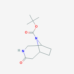 molecular formula C12H20N2O3 B1444300 Tert-butyl 4-oxo-3,9-diazabicyclo[4.2.1]nonane-9-carboxylate CAS No. 1312456-05-5