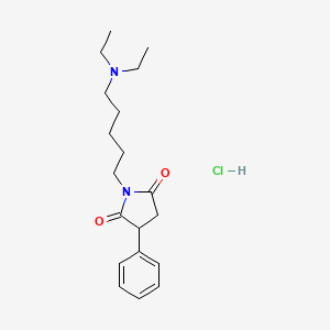 molecular formula C19H29ClN2O2 B14443122 N-(5-(Diethylamino)pentyl)-2-phenylsuccinimide hydrochloride CAS No. 74247-12-4
