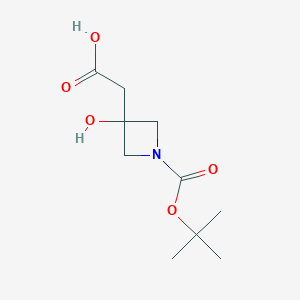 molecular formula C10H17NO5 B1444316 2-(1-(tert-Butoxycarbonyl)-3-hydroxyazetidin-3-yl)acetic acid CAS No. 1154760-03-8