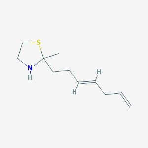 molecular formula C11H19NS B14443372 trans-2-(3,6-Heptadienyl)-2-methylthiazolidine CAS No. 75606-68-7