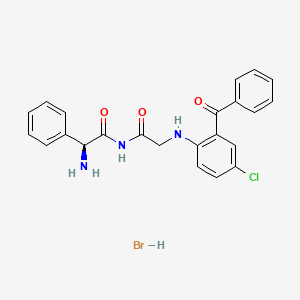 molecular formula C23H21BrClN3O3 B14443491 Benzeneacetamide, alpha-amino-N-((((2-benzoyl-4-chlorophenyl)amino)carbonyl)methyl)-, monohydrobromide CAS No. 76375-85-4