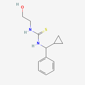 molecular formula C13H18N2OS B14443505 N-[Cyclopropyl(phenyl)methyl]-N'-(2-hydroxyethyl)thiourea CAS No. 74787-61-4