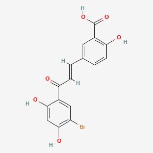molecular formula C16H11BrO6 B14443652 5-(3-(5-Bromo-2,4-dihydroxyphenyl)-3-oxo-1-propenyl)-2-hydroxybenzoic acid CAS No. 78050-56-3