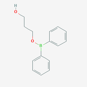 molecular formula C15H17BO2 B14443659 Borinic acid, diphenyl-, 3-hydroxypropyl ester CAS No. 74666-84-5