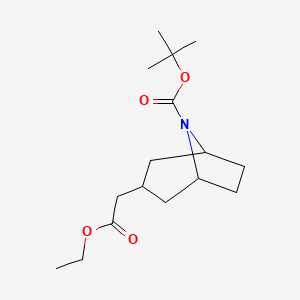 molecular formula C16H27NO4 B1444367 Tert-butyl 3-(2-ethoxy-2-oxoethyl)-8-azabicyclo[3.2.1]octane-8-carboxylate CAS No. 944086-55-9