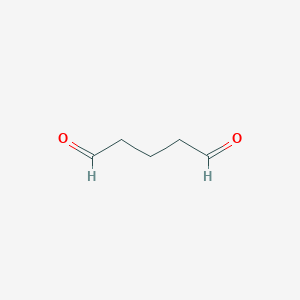 molecular formula C5H8O2<br>OHC(CH2)3CHO<br>C5H8O2<br>HCO(CH2)3CHO<br>C5H8O2 B144438 Glutaraldehyde CAS No. 111-30-8