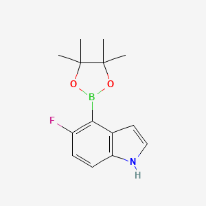 molecular formula C14H17BFNO2 B1444382 5-fluoro-4-(4,4,5,5-tetramethyl-1,3,2-dioxaborolan-2-yl)-1H-indole CAS No. 1072009-08-5