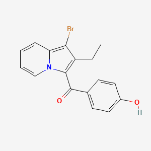 molecular formula C17H14BrNO2 B14443828 (1-Bromo-2-ethylindolizin-3-yl)(4-hydroxyphenyl)methanone CAS No. 77832-52-1