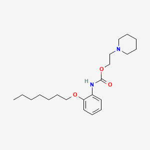 molecular formula C21H34N2O3 B14443963 Carbamic acid, (2-(heptyloxy)phenyl)-, 2-(1-piperidinyl)ethyl ester CAS No. 76629-85-1