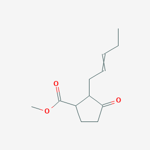molecular formula C12H18O3 B14444110 Methyl 3-oxo-2-(pent-2-en-1-yl)cyclopentane-1-carboxylate CAS No. 78859-30-0