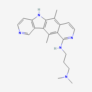 molecular formula C21H25N5 B14444371 N-(2,9-dimethyl-6,13,17-triazatetracyclo[8.7.0.03,8.011,16]heptadeca-1(10),2,4,6,8,11(16),12,14-octaen-7-yl)-N',N'-dimethylpropane-1,3-diamine CAS No. 73323-34-9