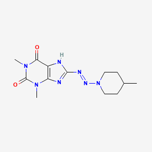molecular formula C13H19N7O2 B14444469 Theophylline, 8-(4-methylpiperidinoazo)- CAS No. 73908-80-2