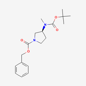molecular formula C18H26N2O4 B1444450 Benzyl (3s)-3-{[(tert-butoxy)carbonyl](methyl)amino}pyrrolidine-1-carboxylate CAS No. 1412254-93-3
