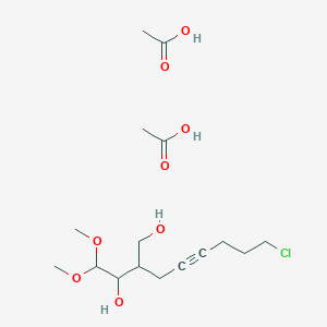molecular formula C16H29ClO8 B14444520 Acetic acid;2-(6-chlorohex-2-ynyl)-4,4-dimethoxybutane-1,3-diol CAS No. 78668-62-9