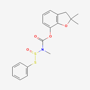 molecular formula C18H19NO4S2 B14444536 2,3-Dihydro-2,2-dimethyl-7-benzofuranyl methyl((phenylthio)sulfinyl)carbamate CAS No. 77267-56-2