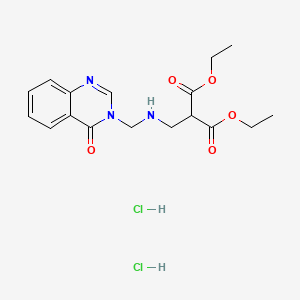 molecular formula C17H23Cl2N3O5 B14444670 Propanedioic acid, ((((4-oxo-3(4H)-quinazolinyl)methyl)amino)methyl)-, diethyl ester, dihydrochloride CAS No. 75159-23-8