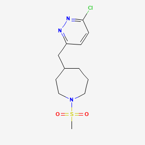 molecular formula C12H18ClN3O2S B1444505 4-((6-Chloropyridazin-3-yl)methyl)-1-(methylsulfonyl)azepane CAS No. 1316222-79-3