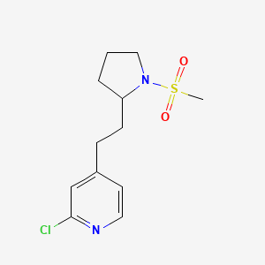 molecular formula C12H17ClN2O2S B1444534 2-Chloro-4-(2-(1-(methylsulfonyl)pyrrolidin-2-yl)ethyl)pyridine CAS No. 1316222-83-9