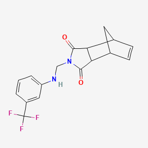 molecular formula C17H15F3N2O2 B1444540 2-({[3-(Trifluoromethyl)phenyl]amino}methyl)-3a,4,7,7a-tetrahydro-1H-4,7-methanoisoindole-1,3-dione CAS No. 1241674-84-9