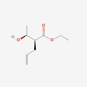 molecular formula C9H16O3 B14445624 4-Pentenoic acid, 2-[(1S)-1-hydroxyethyl]-, ethyl ester, (2S)- CAS No. 73574-05-7