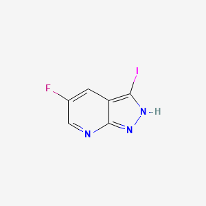 molecular formula C6H3FIN3 B1444563 5-Fluoro-3-iodo-1H-pyrazolo[3,4-B]pyridine CAS No. 1350653-23-4