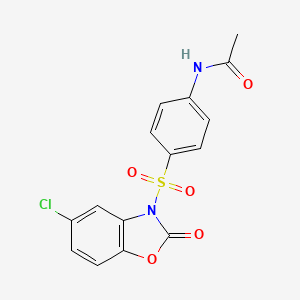 molecular formula C15H11ClN2O5S B14445638 N-{4-[(5-Chloro-2-oxo-1,3-benzoxazol-3(2H)-yl)sulfonyl]phenyl}acetamide CAS No. 77408-54-9