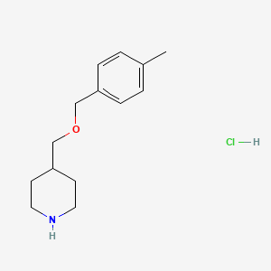 molecular formula C14H22ClNO B1444570 4-(((4-甲基苄基)氧基)甲基)哌啶盐酸盐 CAS No. 1353989-66-8