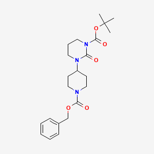 molecular formula C22H31N3O5 B1444571 Tert-butyl 3-{1-[(benzyloxy)carbonyl]piperidin-4-yl}-2-oxo-1,3-diazinane-1-carboxylate CAS No. 1354448-62-6