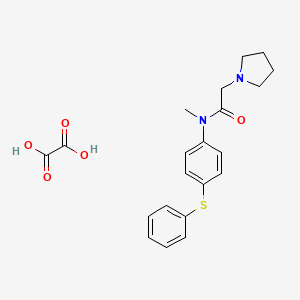molecular formula C21H24N2O5S B14445745 N-Methyl-N-(p-(phenylthio)phenyl)-1-pyrrolidineacetamide oxalate CAS No. 77711-45-6